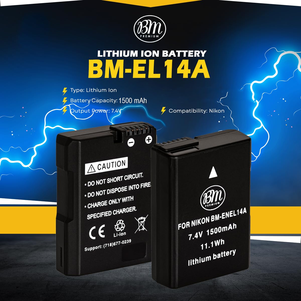 BM Premium 2 Pack of EN-EL14A Batteries and Dual Bay Battery Charger for Nikon D3100, D3200, D3300, D3400, D3500, D5100, D5200, D5300, D5500, D5600