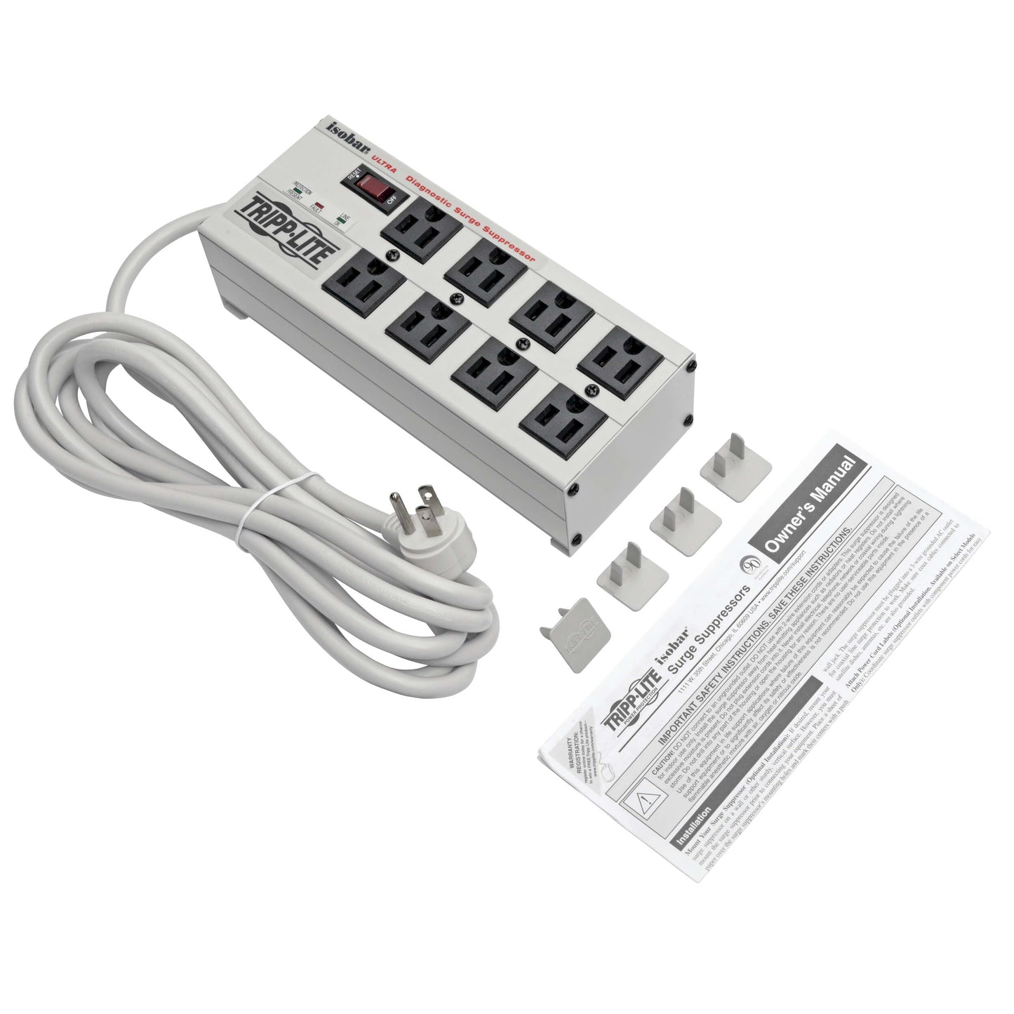 Tripp Lite ISOBAR8ULTRA Isobar 8 Outlet Heavy Duty Power Strip Surge Protector, 3840 Joules, 12ft Cord, Flat Plug, Metal Power Strip, Industrial