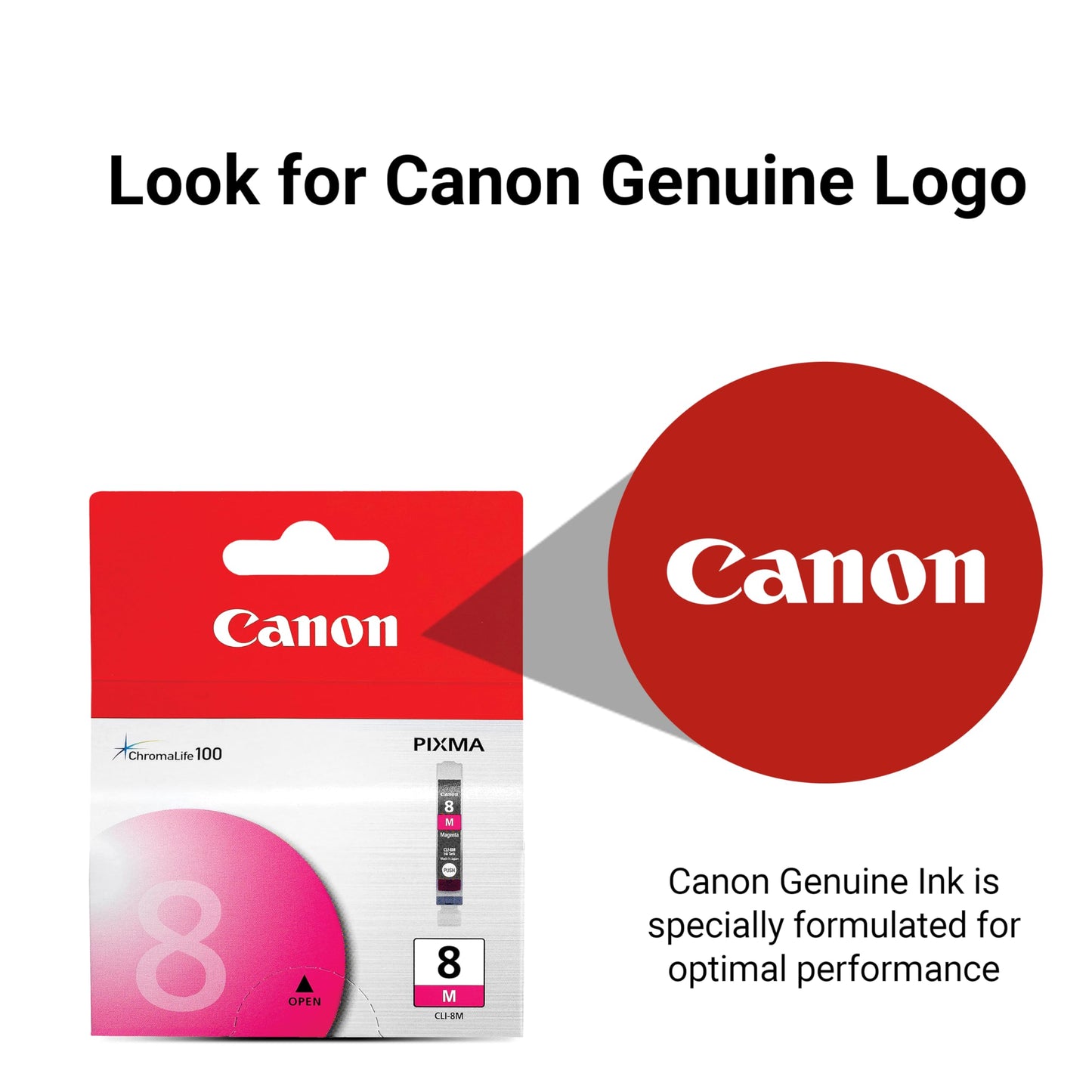 Canon CLI-8 Genuine Magenta Ink Tank, Compatible with iP3500, iP3300, MP970, MP960, MP950, MP800R, MP830, MR810, MP800, MP500, MX850, MX700, MP610