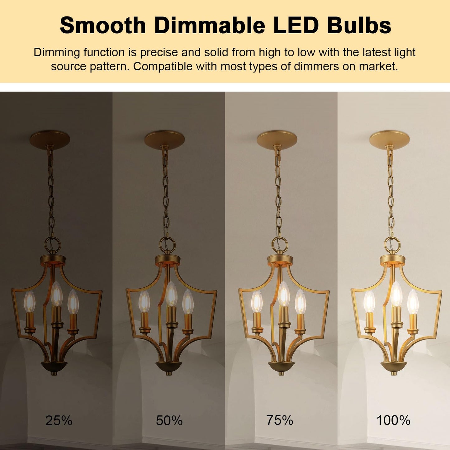 Boncoo E12 Candelabra Bulbs 60 Watt, Chandelier Light Bulbs LED Candle Bulb 3000K Soft White, B11 LED Bulb Dimmable 6W 500 Lumens Filament Decorative
