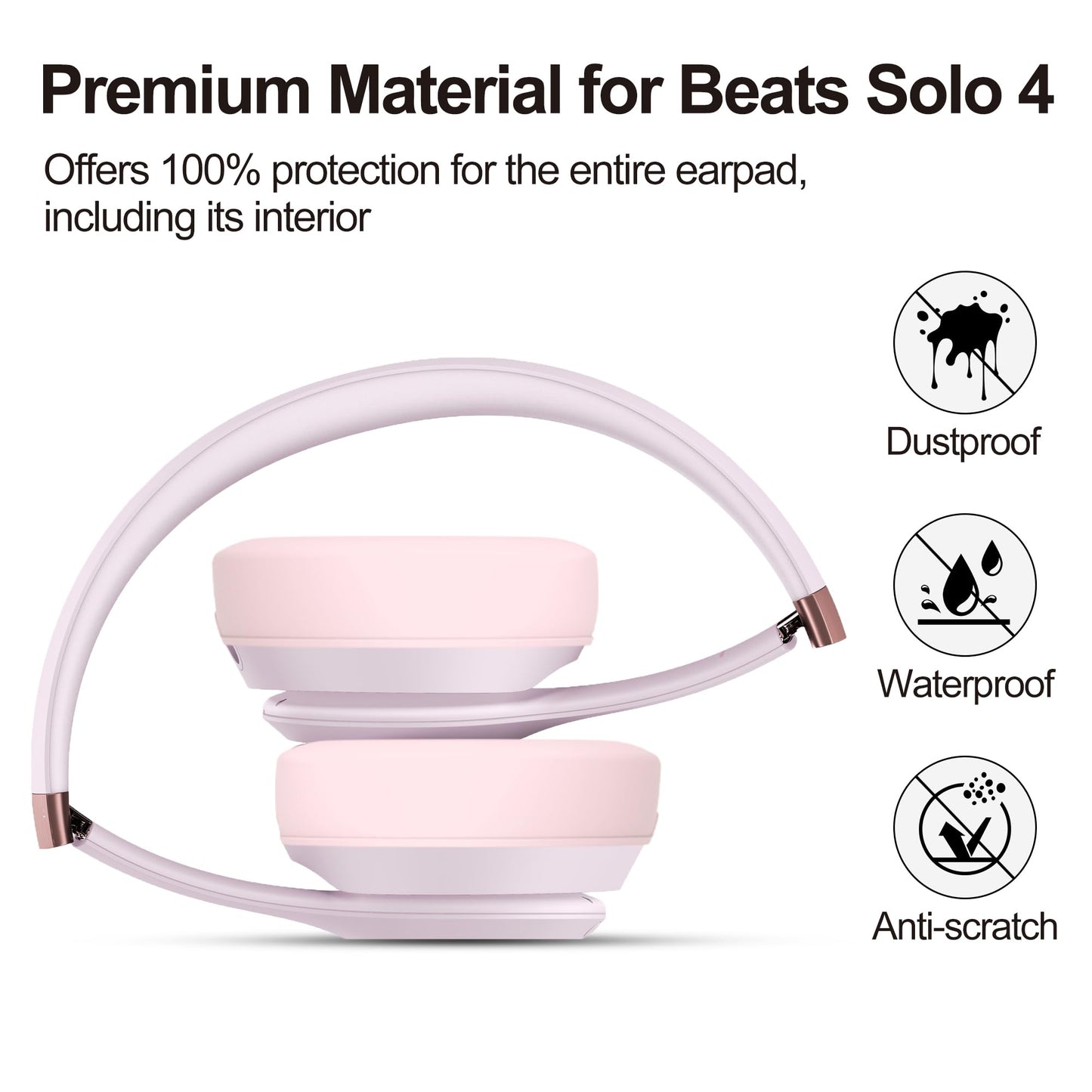 Silicone Case Compatible with Beats Solo 4, Ear Pads Cover Protector Headband Cover, Anti-Scratch, Washable Protective Earpad Covers for Beats Solo 4