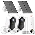 Security Cameras Wireless Outdoor No Subscription,5G/2.4G WiFi 4MP Solar Cameras for Home Security 2Cam-Kit,180-Day Powered,128GB Local Storage,Color