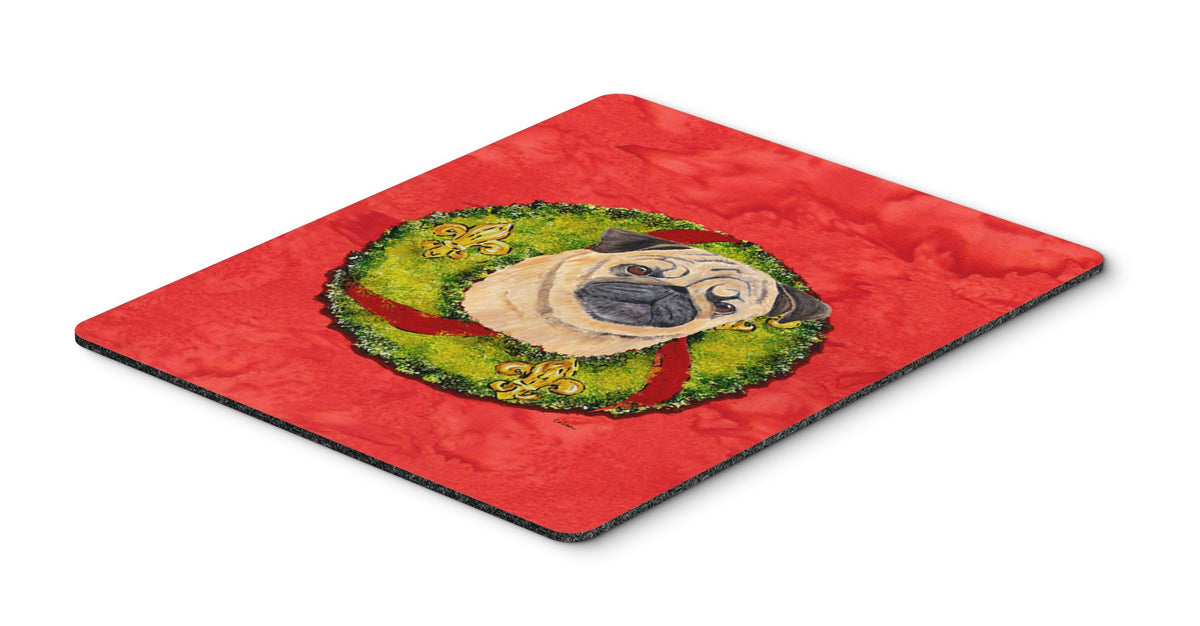 Caroline's Treasures SC9102MP Pug Christmas Wreath Mouse Pad, Hot Pad or Trivet for Home Office Gaming Working Computers Laptop Mouse Mat,Washable