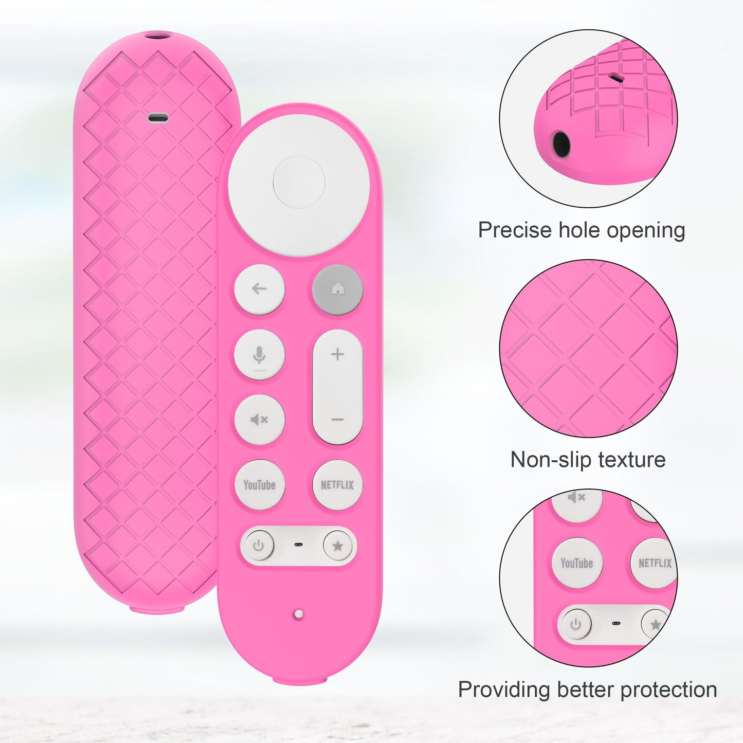 JCMOYUTY Glow Remote Cover Replacement for Google TV Streamer 4K Control, Silicone Case (Hot Pink)