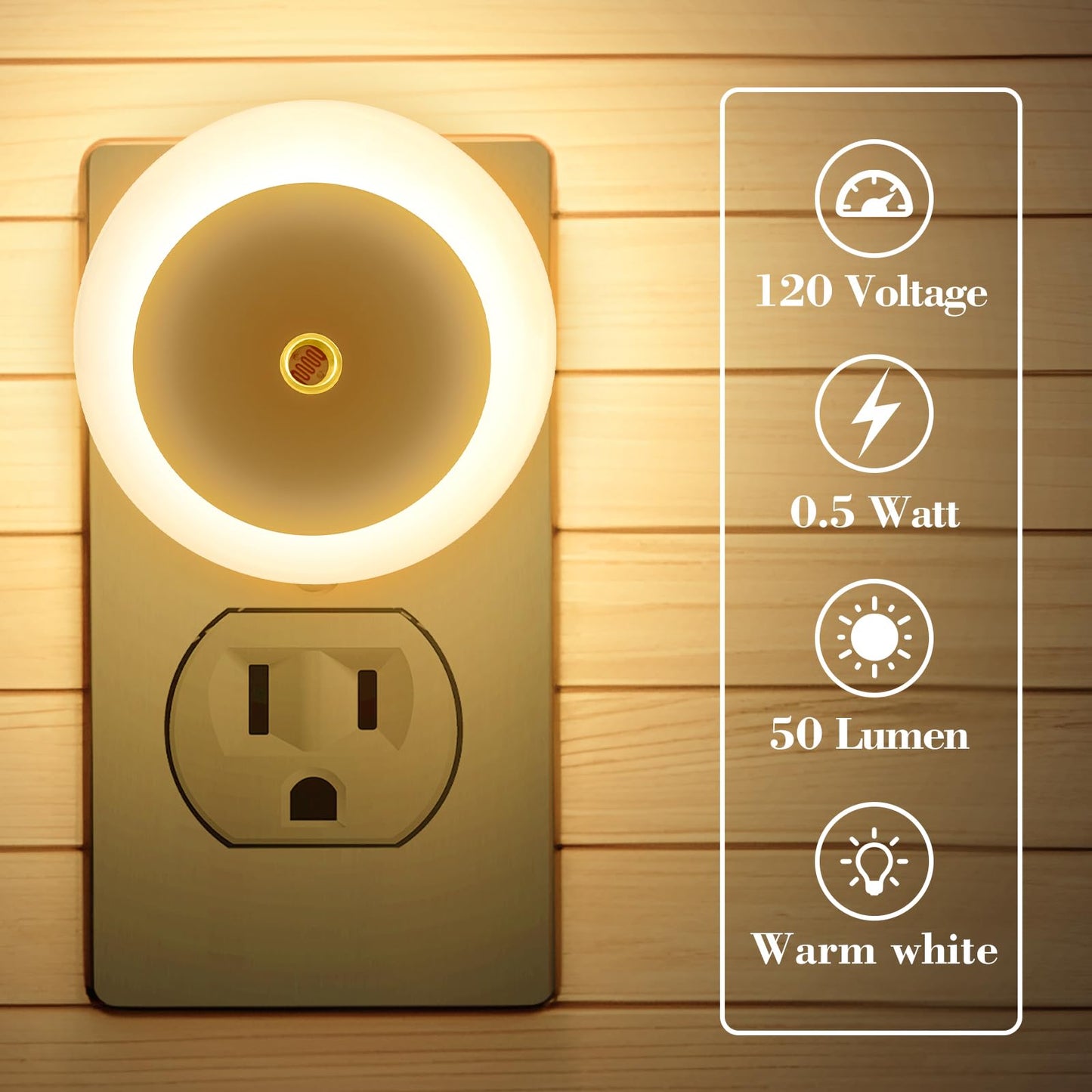 KINUR 6 Pack Night Light, LED Night Lights Plug into wall with Dusk to Dawn sensors, Plug in Night Lights for Kids Room, Bedroom, Bathroom, Baby