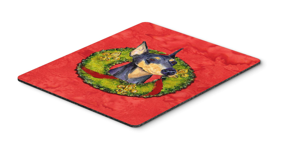 Caroline's Treasures SS4184MP Doberman Cristmas Wreath Mouse Pad, Hot Pad or Trivet for Home Office Gaming Working Computers Laptop Mouse Mat,Washable