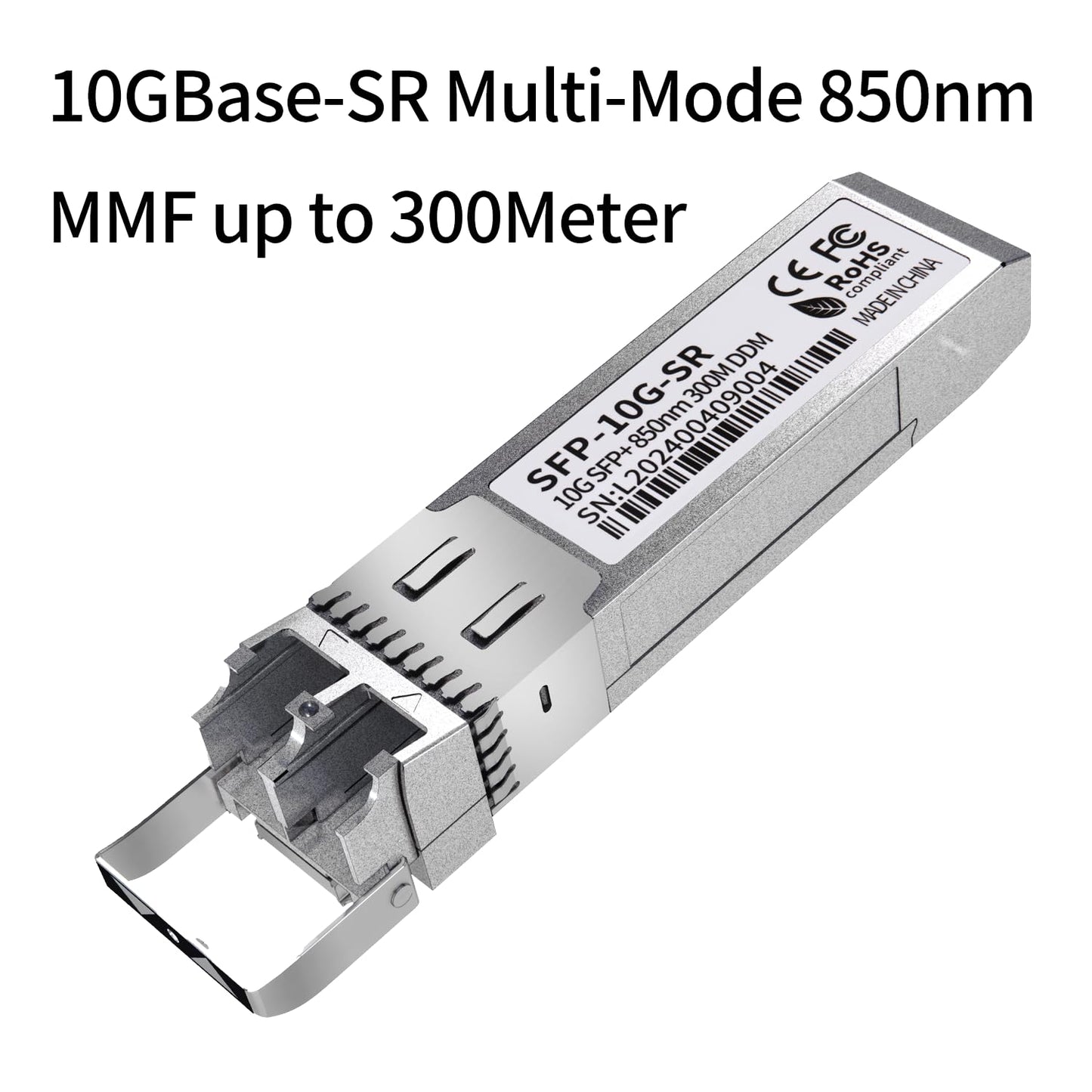 10G SFP+ LC Module, 10GBase-SR Multi-Mode Ethernet Transceiver, 850nm MMF up to 400m - Compatible with Cisco, Meraki, Ubiquiti, Mikrotik, Netgear