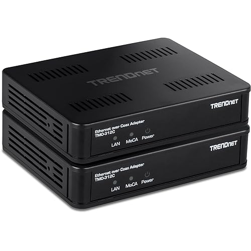 TRENDnet Ethernet Over Coax MoCa 2.5 Adapter (2-Pack), TMO-312C2K, Backward Compatible with MoCA 2.0/1.1/1.0, RJ-45 Gigabit LAN Port, Supports Net