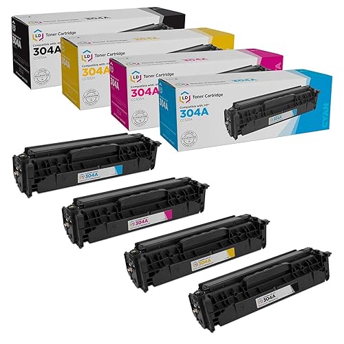LD Products Remanufactured Toner Cartridge Replacement for HP 304A (4-Pack, CC530A Black, CC531A Cyan, CC533A Magenta, CC532A Yellow) for use in Color