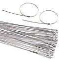 Keadic 30Pcs 14 Inches 304 Stainless Steel Zip Ties Exhaust Wrap Coated Locking, Metal Cable Zip Ties for Computer Wire Harness, Automotive Parts