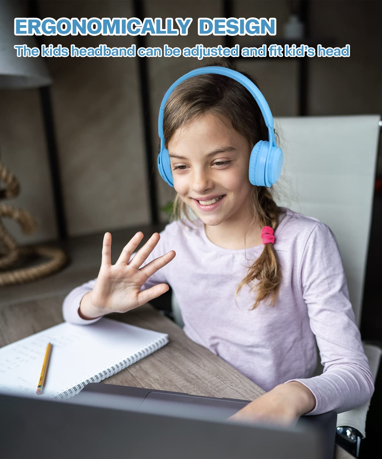 clelize Kids Bluetooth Headphones, On Ear Wireless Headsets for Children with Built-in Microphone, Foldable Stereo Detachable Aux 3.5mm Cord, Kids