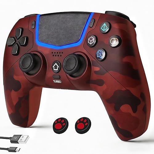 Linhugame Wireless Controller for PS5, Compatible With PS5/Pro/Slim/PC, Bluetooth Gaming Controller with Hall Joysticks/LED Channel Light/Turbo/6-Axis