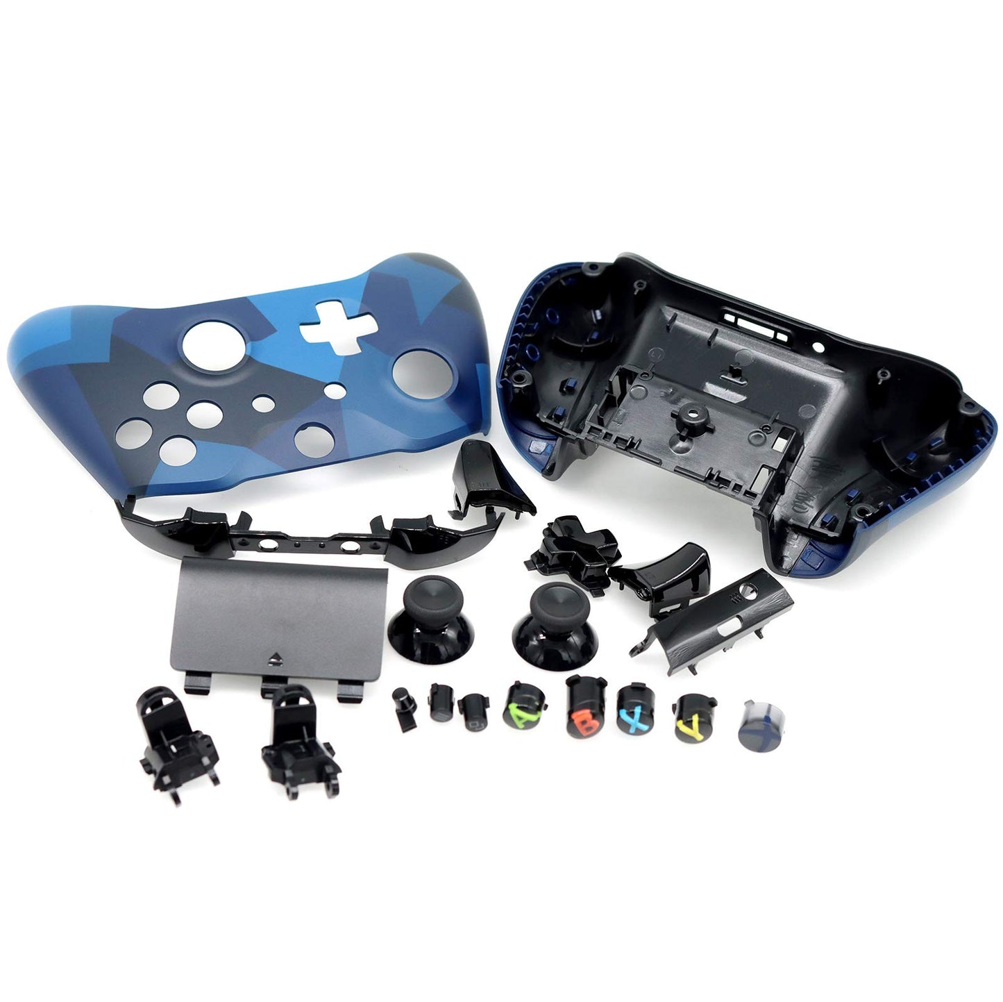 Deal4GO Full Housing Shell Custom Set Replacement with Buttons Bumpers DIY kit Replacement for XB0X One Wireless Controller Model 1708 (Blue)