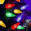 YiKizy Solar Christmas Lights Outdoor C6 Strawberry String Lights, 100 LED Multicolor Outdoor Solar Powered Rechargeable Garden Lights for Xmas Tree