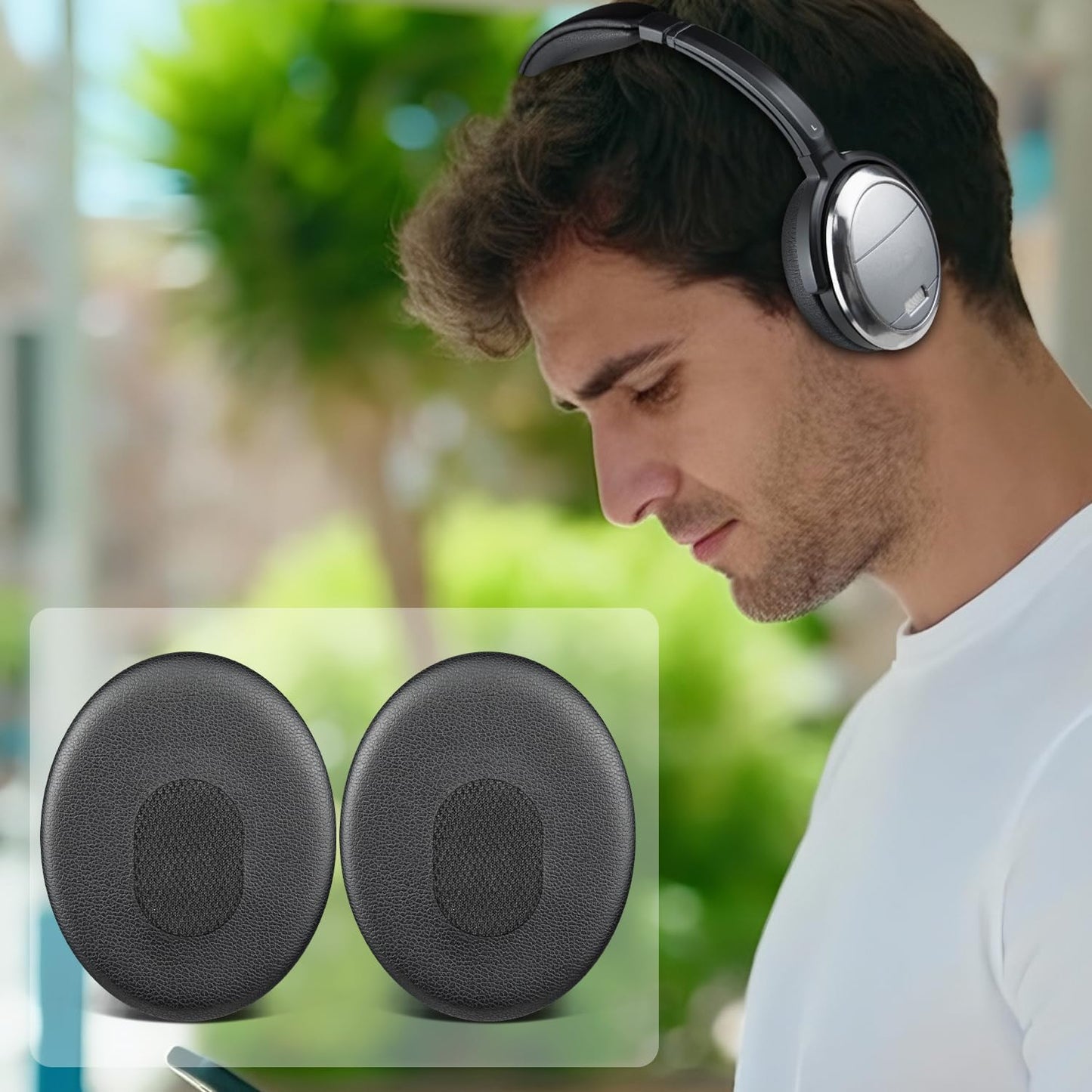 SOULWIT Earpads for Bose QuietComfort 3 (QC3) & OE1 On-Ear Headphones, Soft Protein Leather, High-Density Noise Isolation Foam - Black