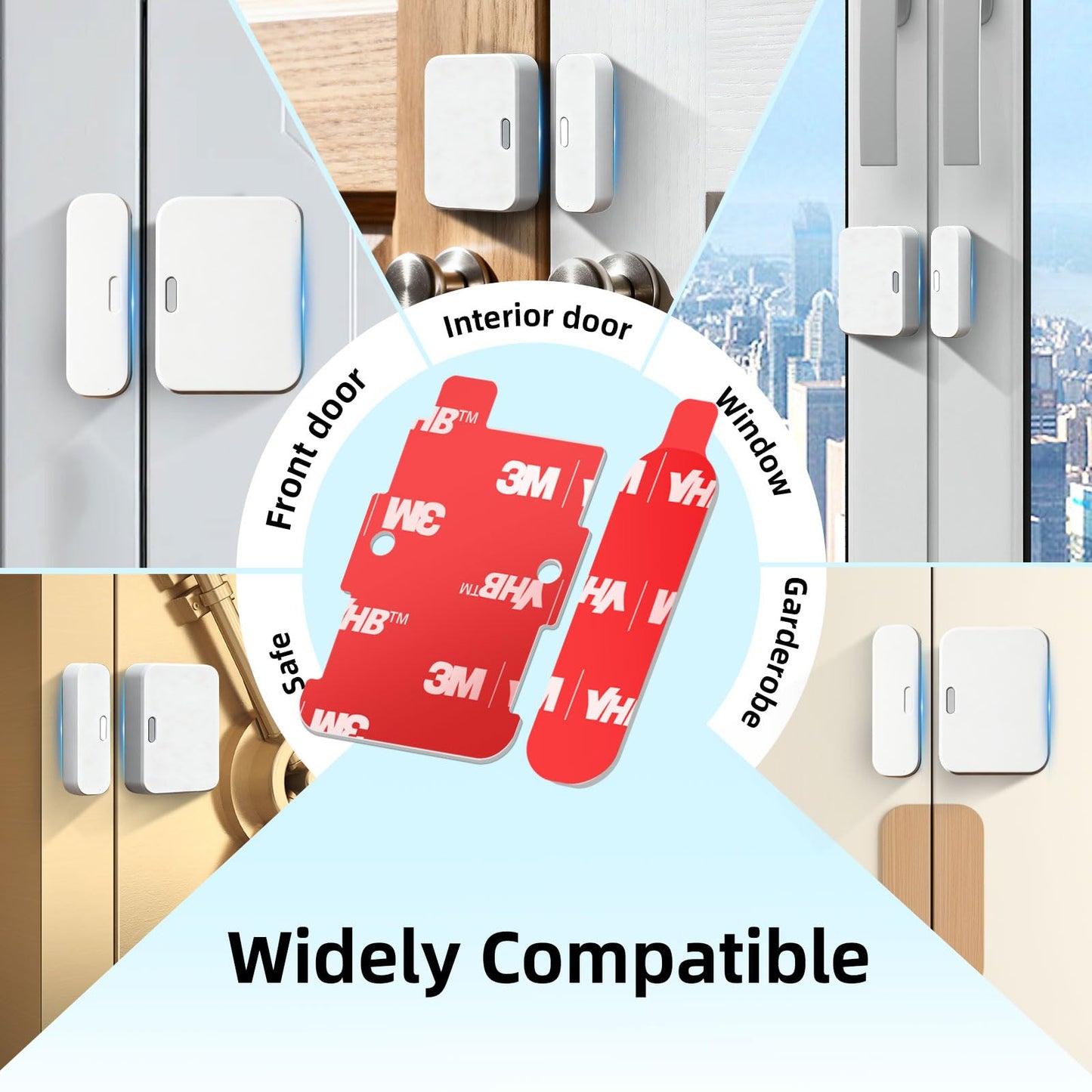 Adhesive Replacement for SimpliSafe Entry Sensor: Pre-Cut Double Sided Tape Sticker (5 Sensors Pads & 5 Magnet Pads) Stick on Door Window, Mounting