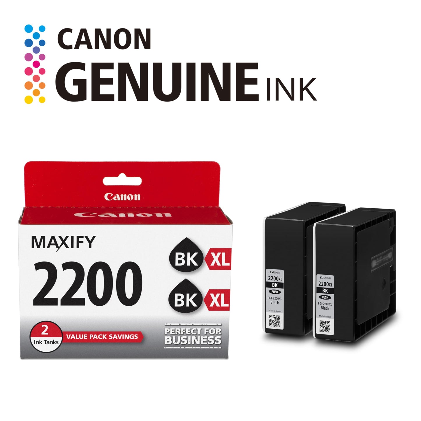 Canon PGI-2200XL Genuine Black Twin Pack, Compatible with IB4120, MB5120, MB5420, IB4020, MB5020, and MB5320 (Optional) Printers