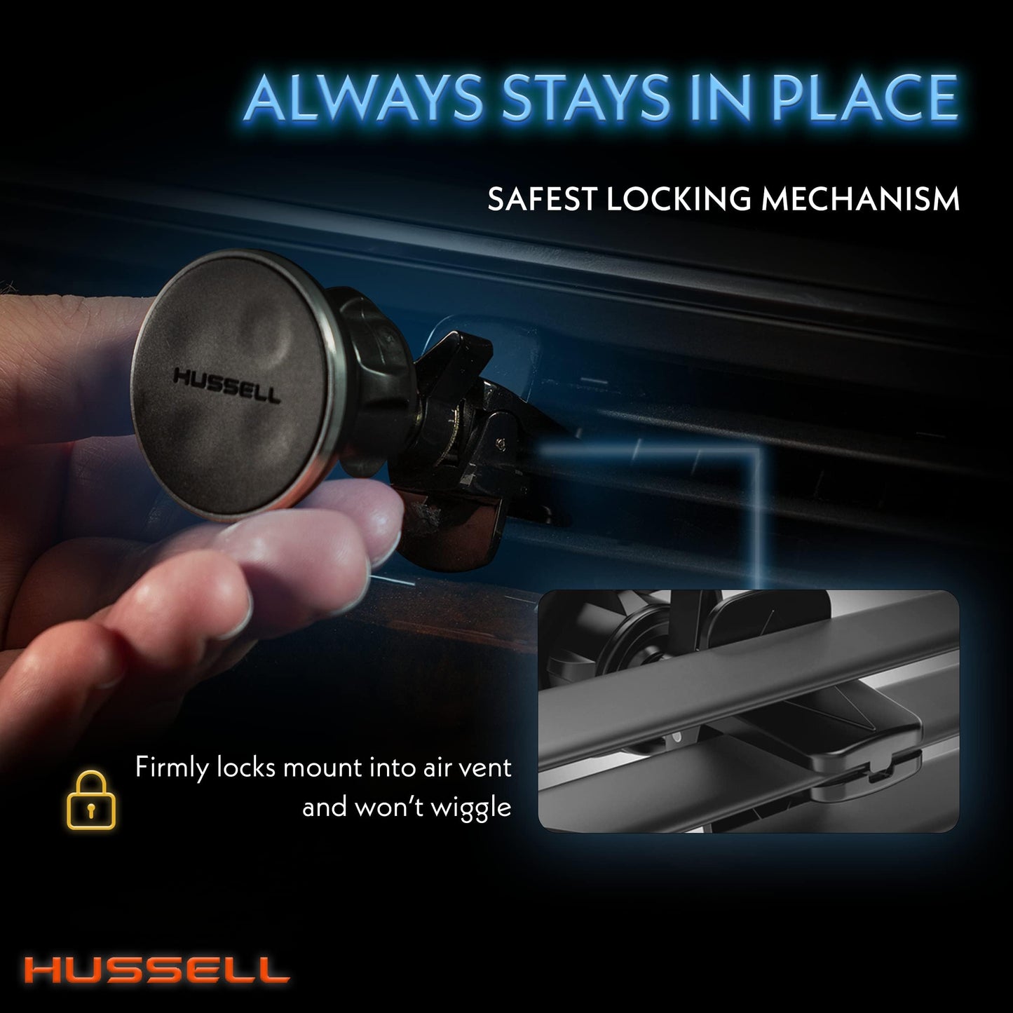 HUSSELL Magnetic Phone Car Mount, Air Vent Phone Mount for Car 360° Adjustable Universal Magnet Phone Holder - Compatible with Any Cell Phone, iPhone
