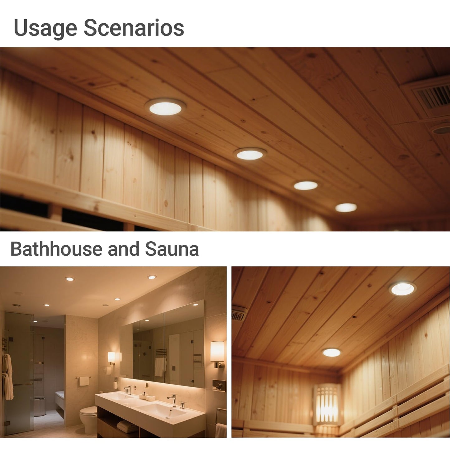 SKYMVAO 6 Pack LED Sauna Explosion Room Light, Sauna Lighting Recessed, Deck Lighting Waterproof IP67, Outdoor Recessed Lights, Low Voltage LED Lights