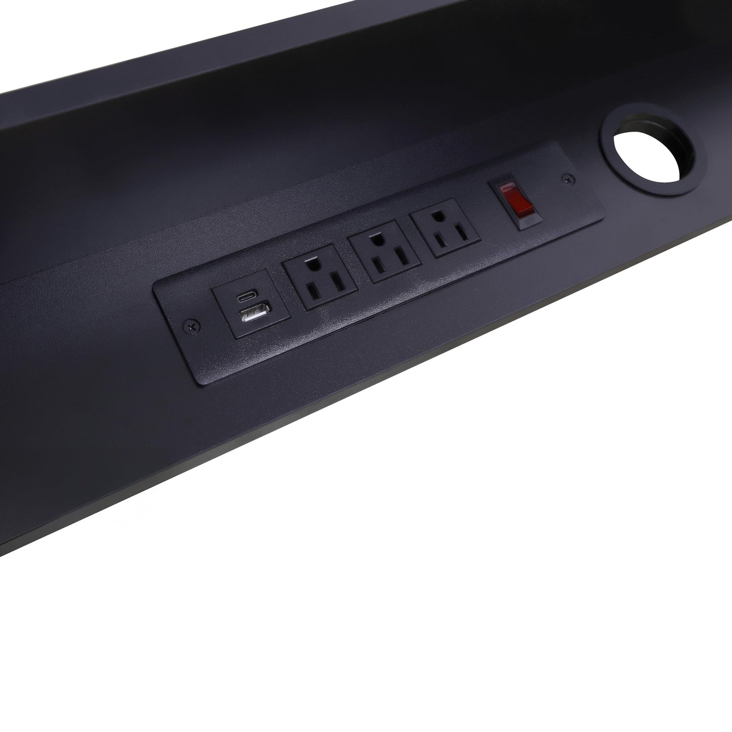 Rocelco 30" Dual Monitor Stand with AC Outlets and USB Power/Charging Strip - Wood Laptop TV PC Riser Shelf with Keyboard Mouse Storage and Cable