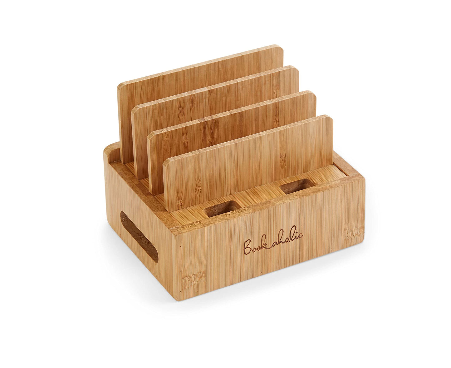 Bamboo Charging Station & Multi-Device Organizer - Large Capacity Desktop Dock for Smartphones, iPhone, iPad, and Tablets