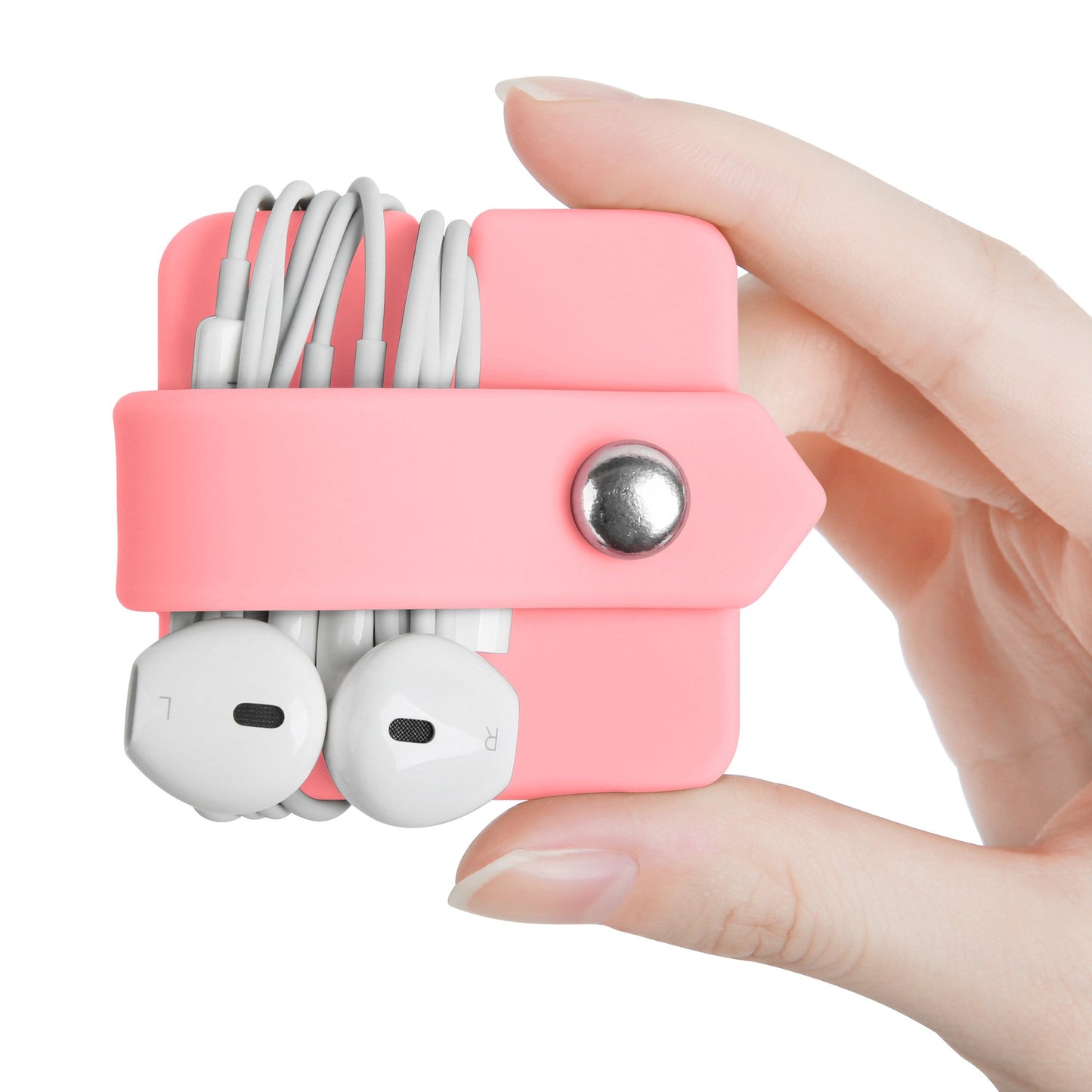 ELFRhino Silicone Earphone Organizer Earphone Wrap Winder Headphone Cord Organizer Wrap Winder Manager/Cable Winder(Pink, 1 Piece)