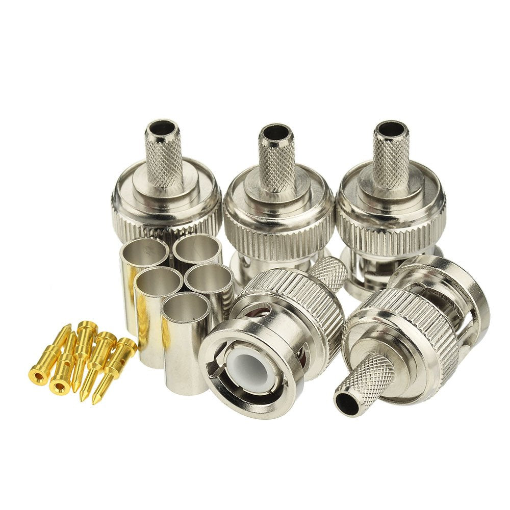 Eightwood 10pcs 50 Ohm BNC Crimp Male Connector for RG58 RG142 LMR195 Cable