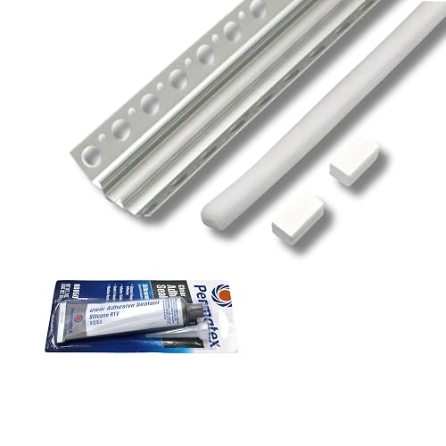 Wired4Signs USA White LED Tile Light Strip Kit 24V Nicho Series Waterproof Corner Lighting for Shower Bathroom Kitchen Inside Tile Corners Aluminum