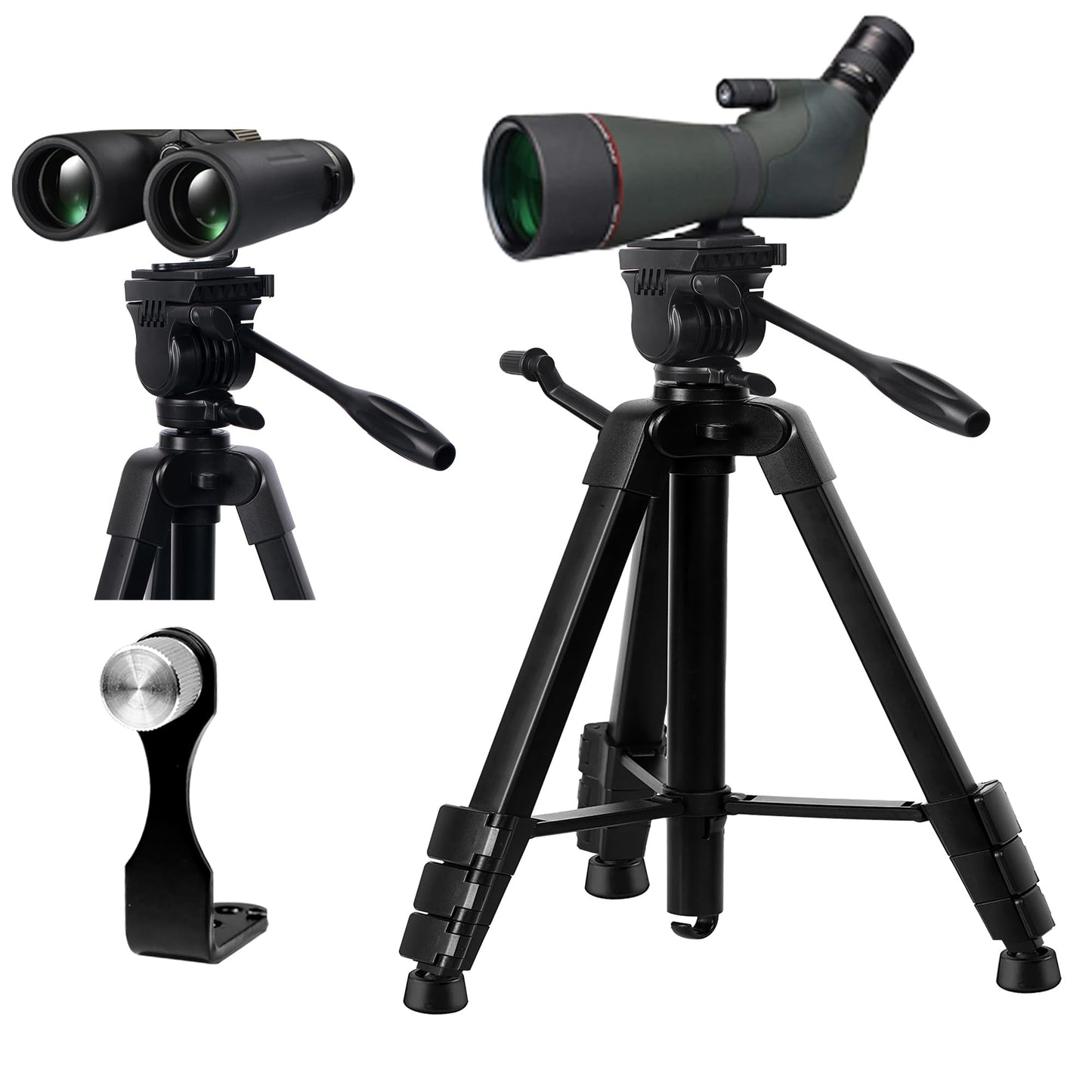 Spotting Scope Tripod, Shooting Tripod and Shooting Stand Rest Hunting V Yoke, with Binoculars Adapter and 2 QR, Compatible with Binoculars/Spotting