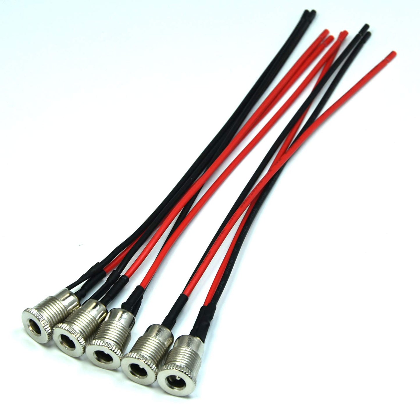 FILSHU 5.5 x 2.5 MM DC Power Jack Socket Threaded Female Mount Connector Adapter with 5.9 inch 18AWG Cable