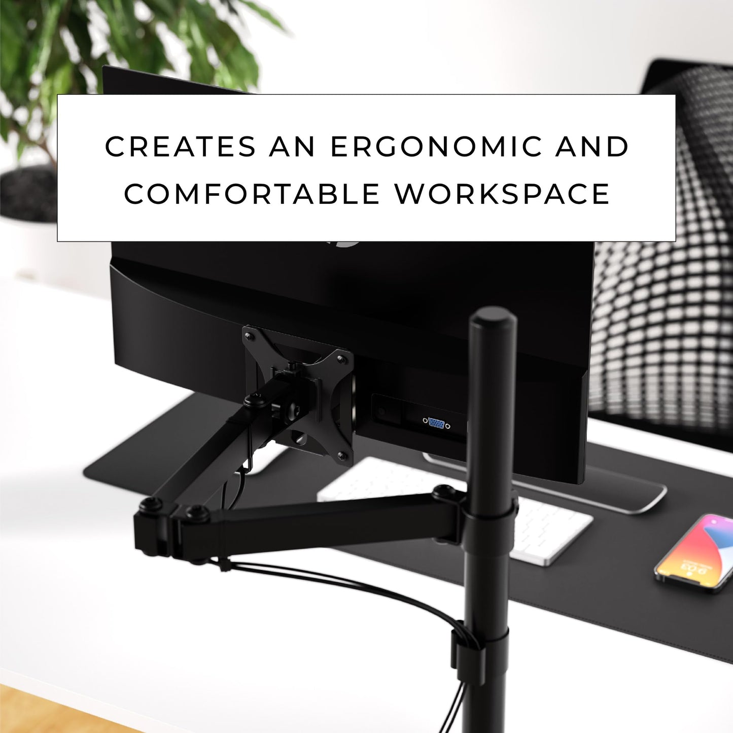 HumanCentric VESA Mount Compatible with HP M24h, M27h, 524sh, 524da and 527sh Monitors, M-Series Models Only, Bracket Mounts Monitor to Stand, Arm