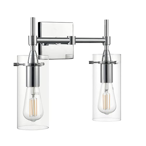 Linea di Liara Effimero Modern Farmhouse Bathroom Vanity Lights Fixtures 2 Lights Over Mirror Chrome Vanity Lights for Bathroom Light Fixtures