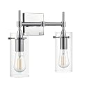 Linea di Liara Effimero Modern Farmhouse Bathroom Vanity Lights Fixtures 2 Lights Over Mirror Chrome Vanity Lights for Bathroom Light Fixtures