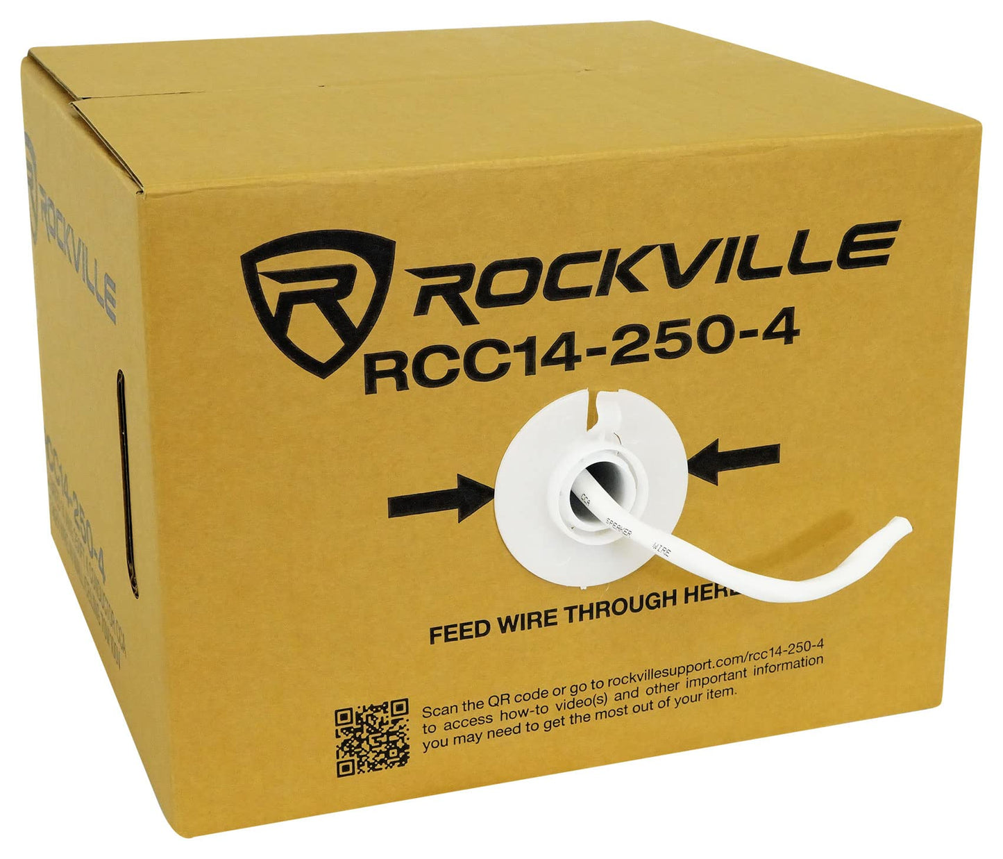 Rockville RCC14-250-4 14 AWG 250ft 4 Conductor CCA Speaker Wire, CL2 in-Wall Rated, Flexible PVC Jacket, High-Strand Count, for Home Theater