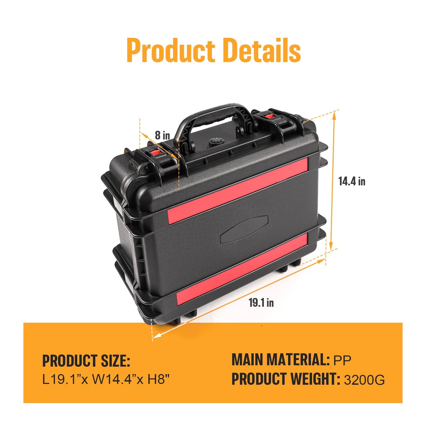OUIMTOUI Waterproof Hard Case with Padded Dividers and Detachable Tactical Molle Panel Customizable Foam for Cameras, Lenses, Dual DJI Mavic/Air/Mini