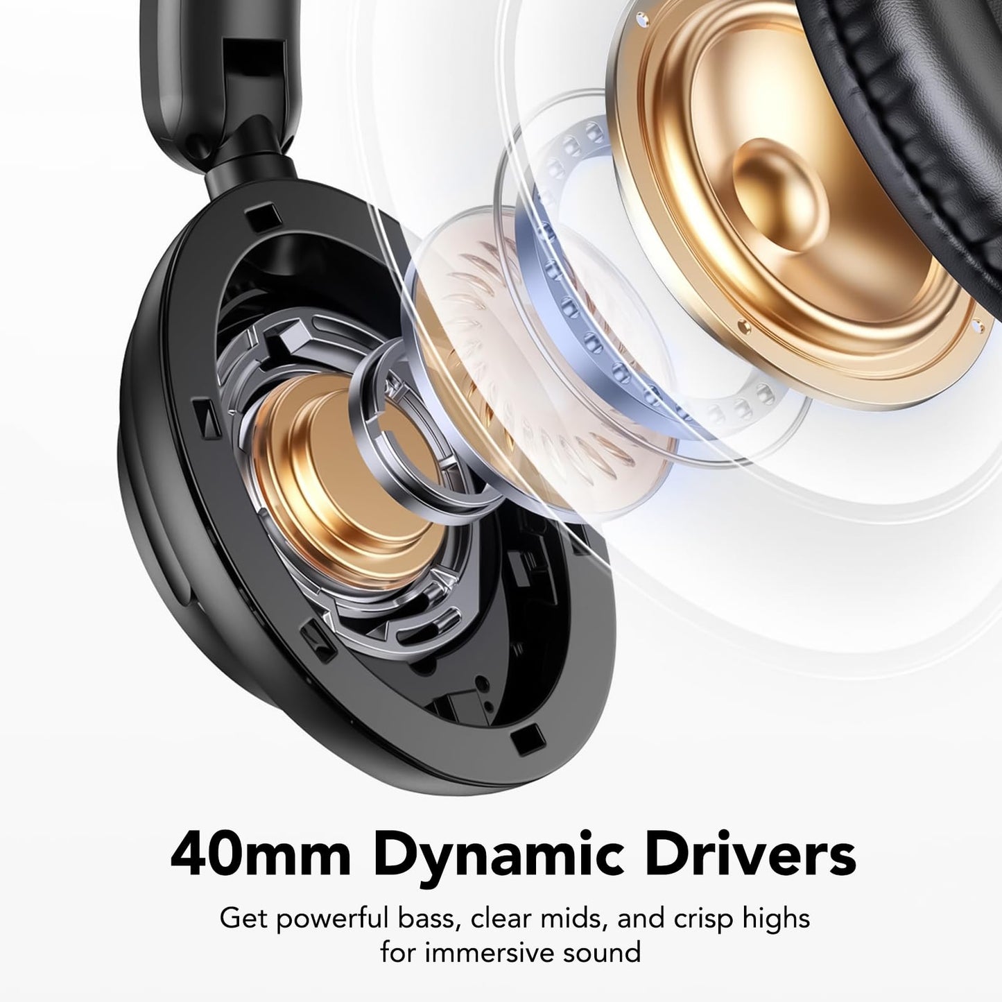 TIMU Hybrid Active Noise Cancelling Bluetooth Headphones, Wireless Over Ear Headphones with Bluetooth 5.4, 80H Playtime, Stereo Sound, 6 ENC Clear