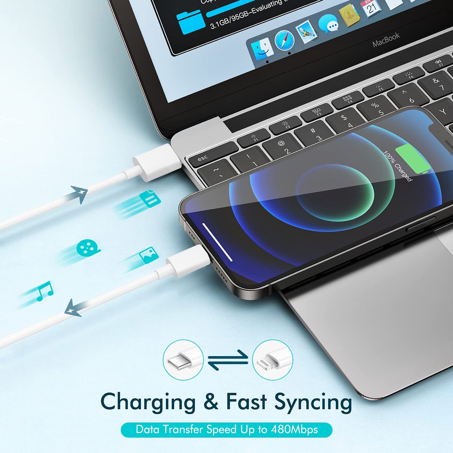 Fast iPhone Charger, Quick 10Foot USBC Wall Charger Phone Charge 2Pack PD USB C Fast Charge Block + Long 10FT Lightning Fast Charging Cable…