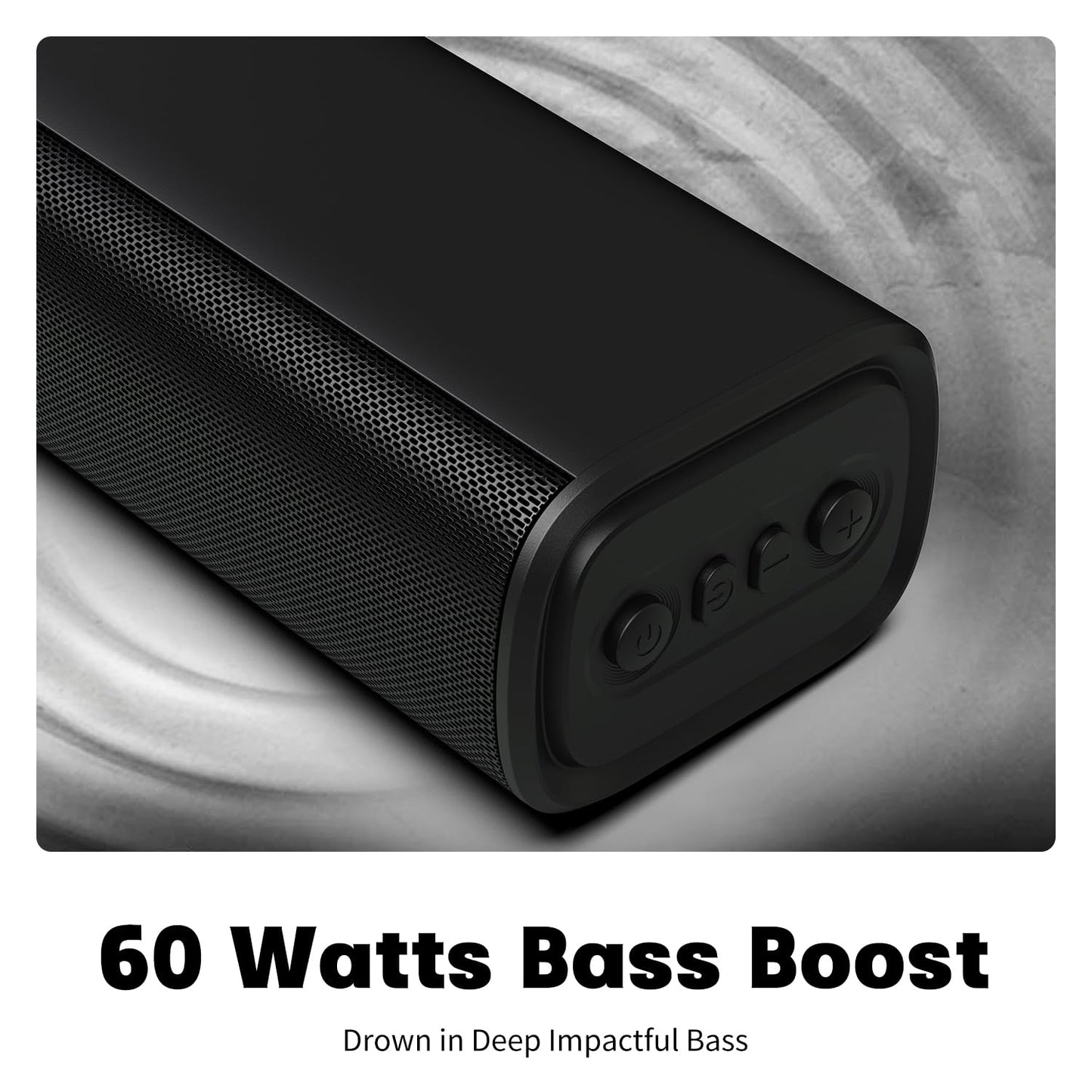 Rythflo Sound Bar for Smart TV, 16'/60W Soundbar with Impactful Bass, Dynamic Light and Remote Control, Wall Mountable TV Speakers