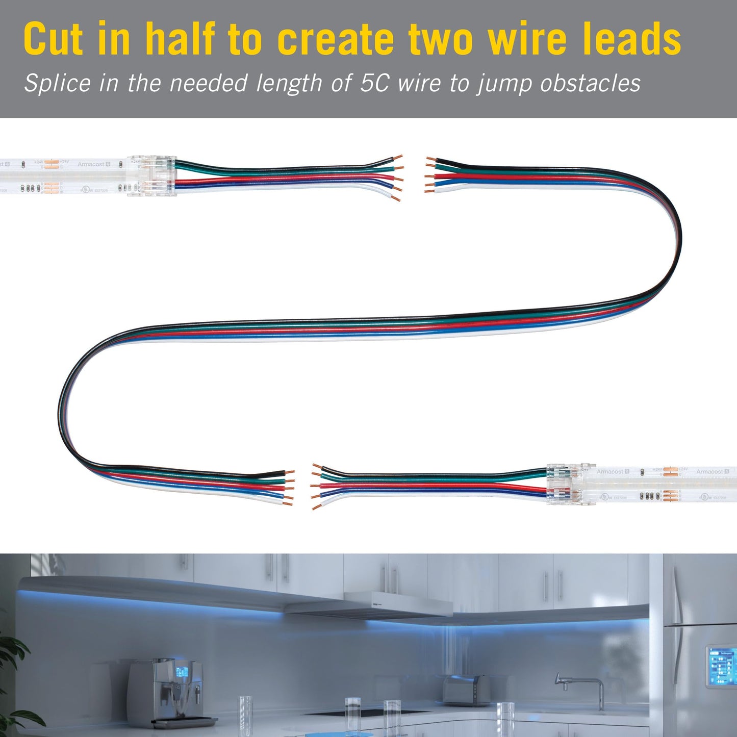 Armacost Lighting 5 Pin COB RGB+W 6" Tape to Tape LED Strip Light Connectors, 4 Pack 761620