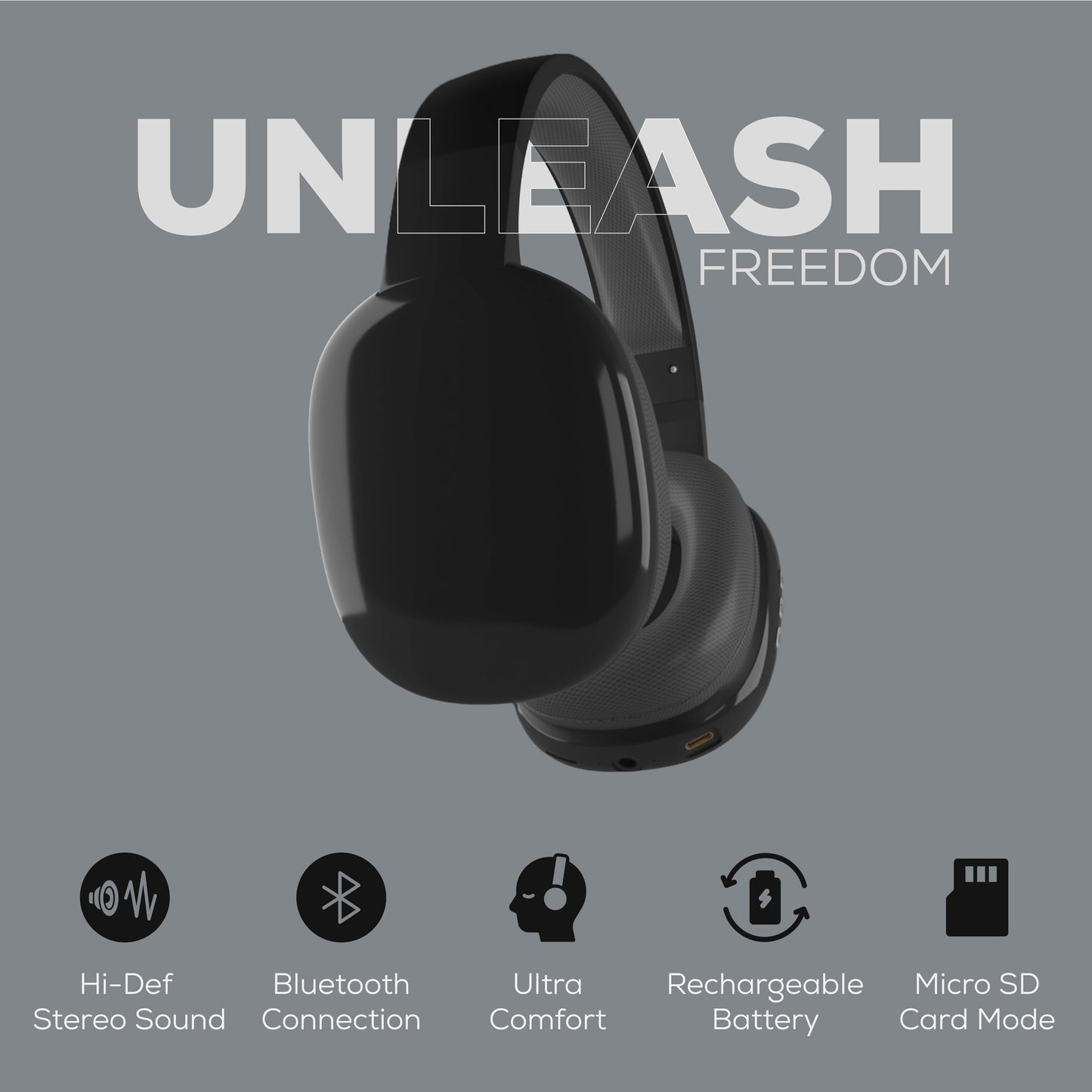 Gabba Goods Wireless Over Ear Bluetooth Headphones with Microphone - Wireless Headset -Noise Reduction - Bluetooth, Wired,Built in Micro SD…