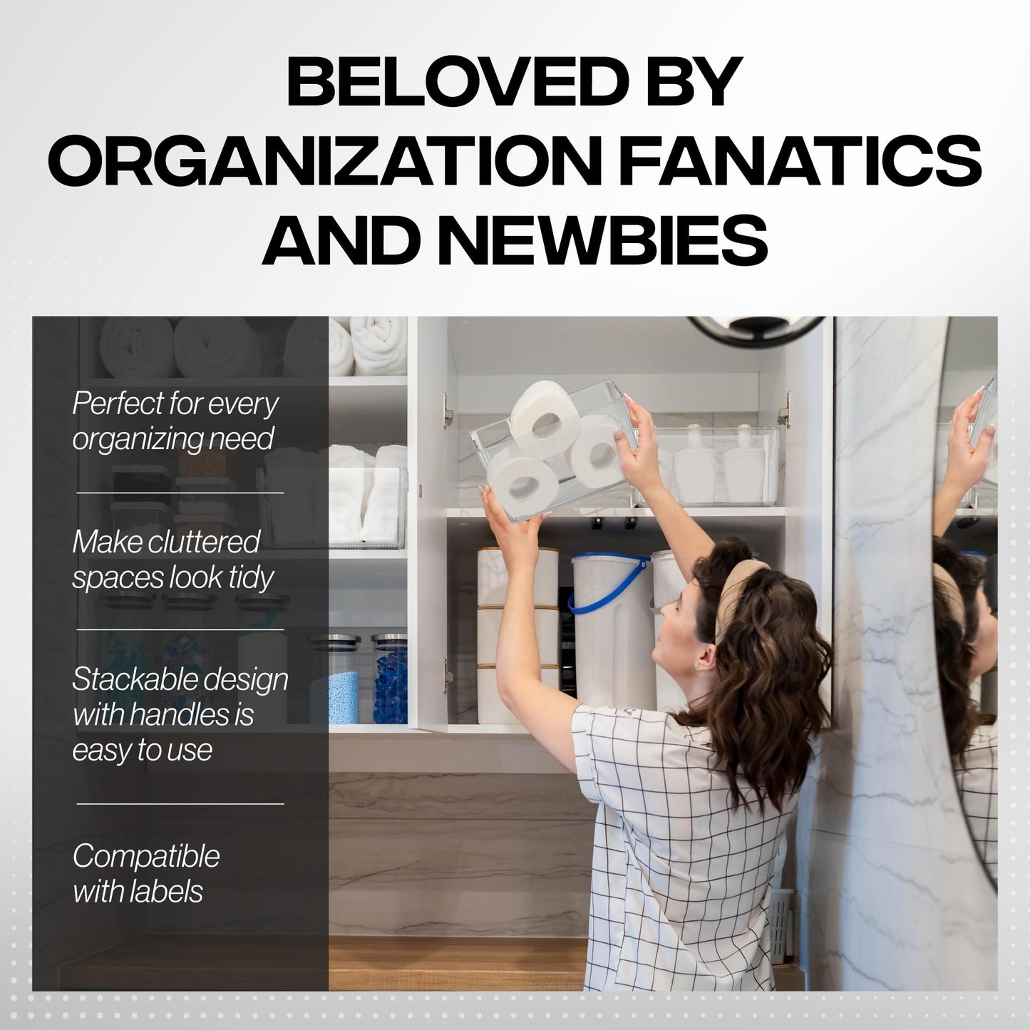 ClearSpace Clear Plastic Storage Bins – Pantry & Cabinet Organizers for Kitchen, Laundry, Office, Closet, Garage & Freezer