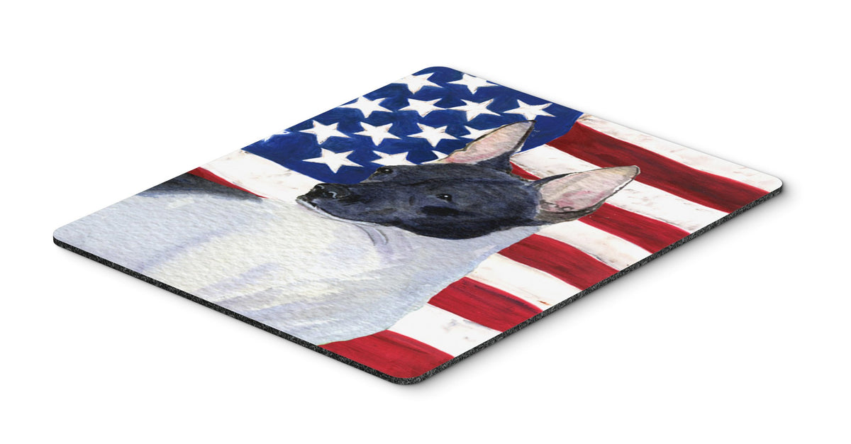Caroline's Treasures SS4054MP USA American Flag with Rat Terrier Mouse Pad, Hot Pad or Trivet for Home Office Gaming Working Computers Laptop Mouse