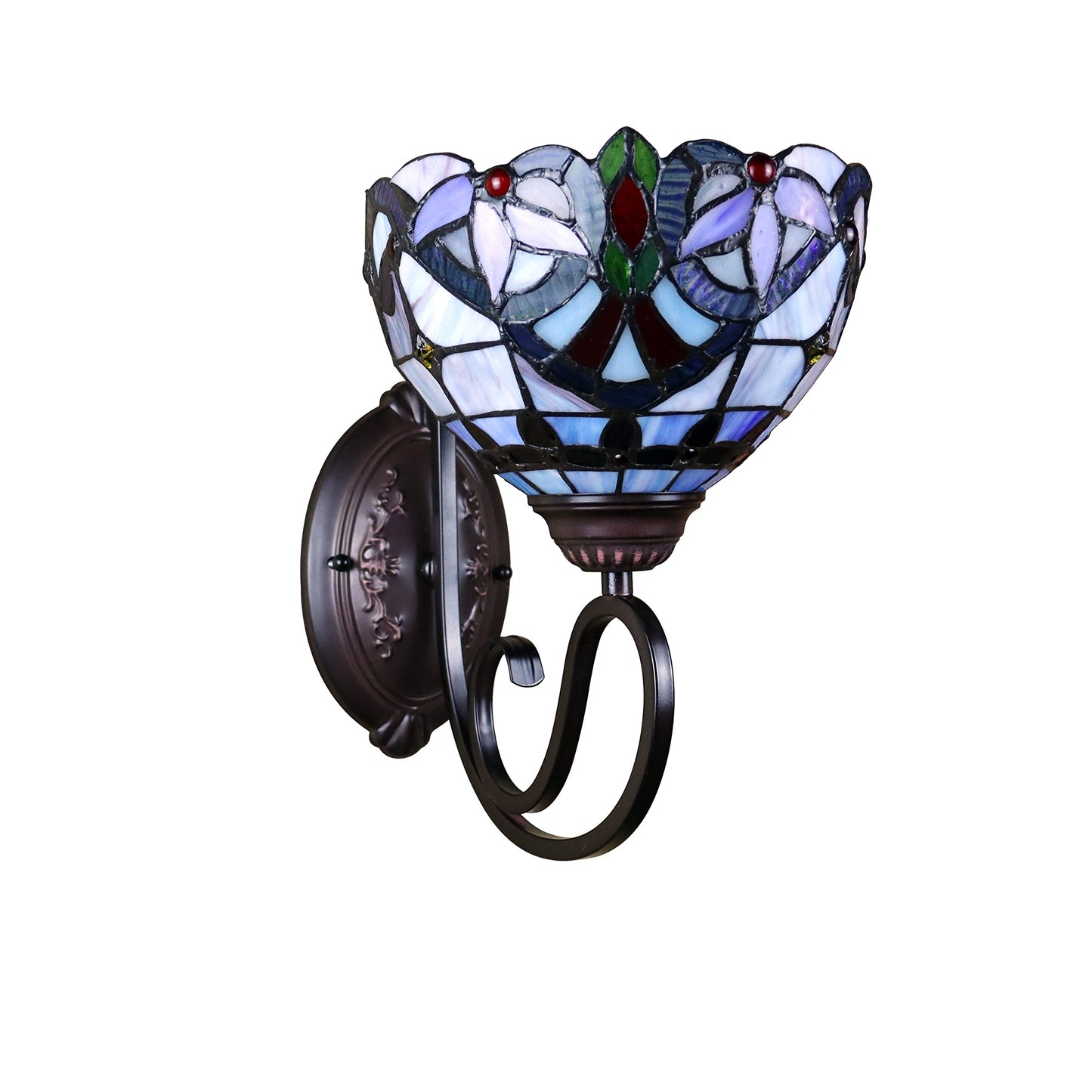 Chloe Lighting GRENVILLE Victorian Tiffany-Style Blackish Bronze 1 Light Wall Sconce 8" Wide