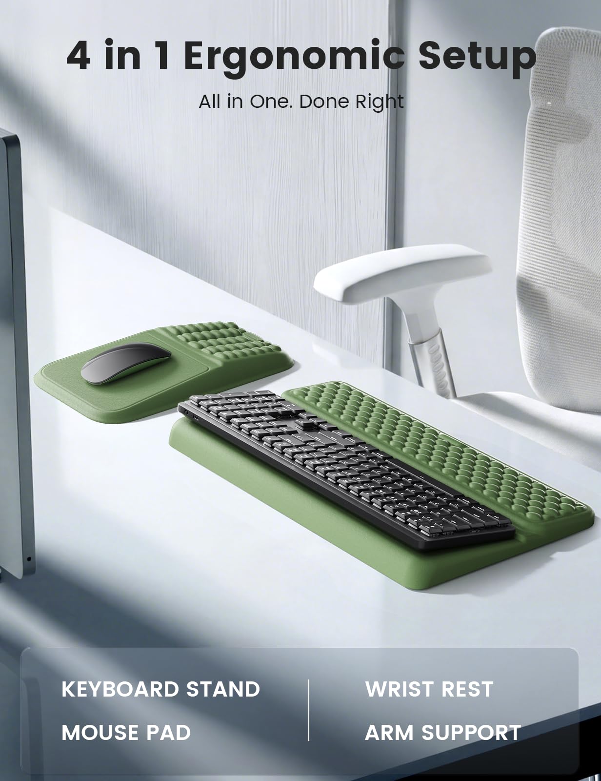 Vaydeer Keyboard Stand and Mouse Pad Set with Wrist Rest, Soft Memory Foam Wrist Support, Ergonomic Wrist Cushion for Desk, Relieves Carpal Tunnel