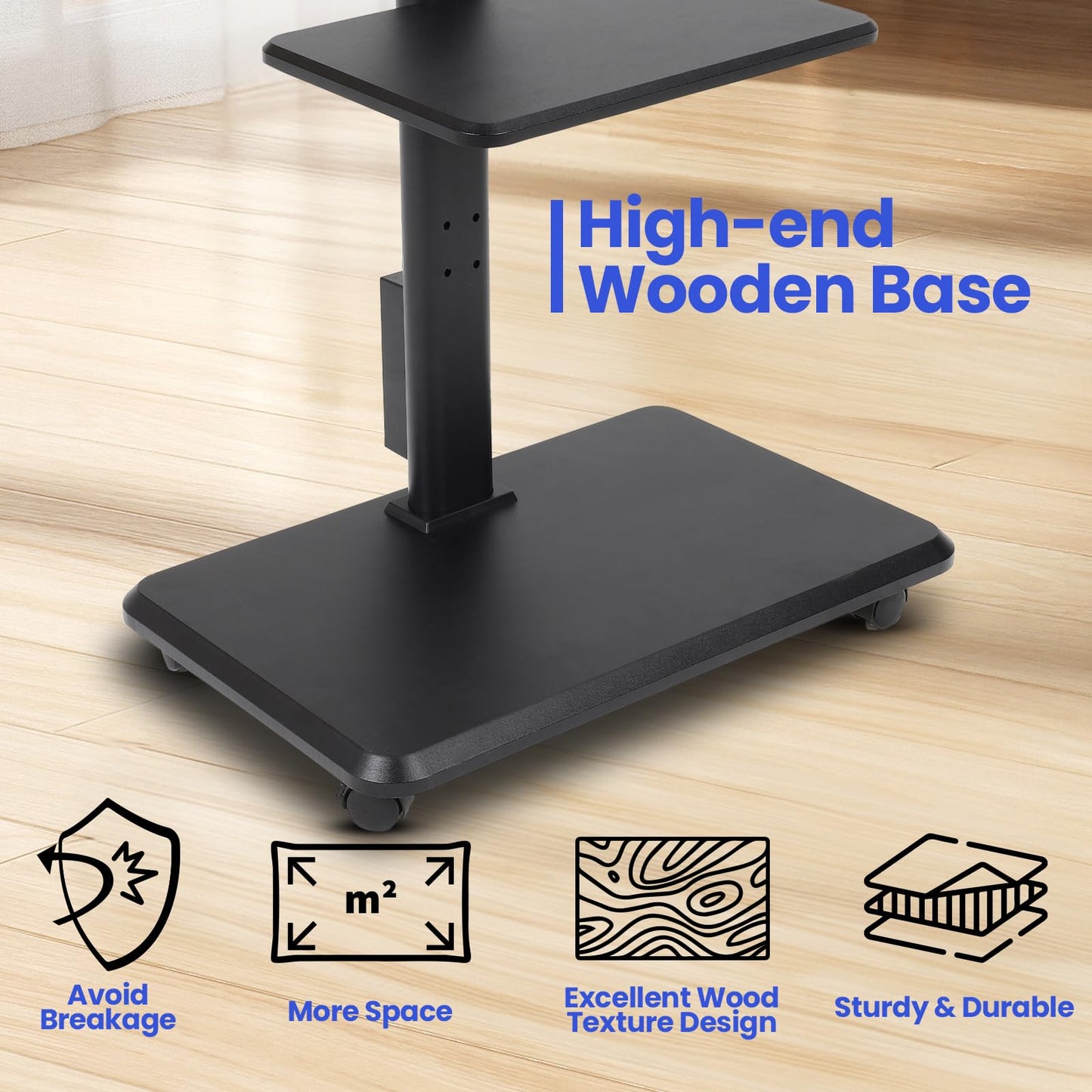 Mobile TV Stand - Rolling TV Cart with Power Outlet?Mobile TV Cart for 32-70 inch TVs up to 88 lbs, Height Adjustable Portable TV Stand on Wheels