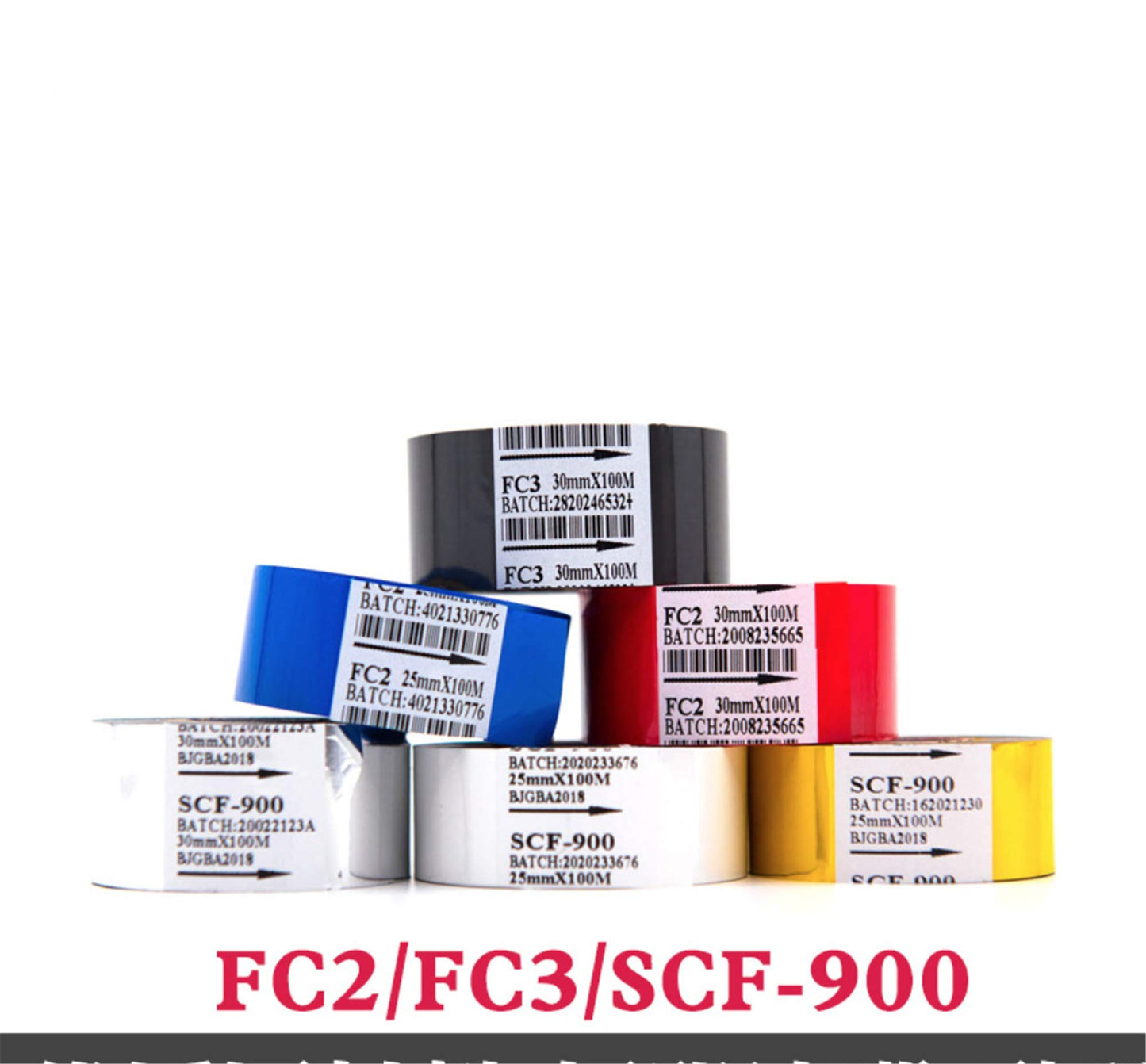 5 Rolls Ribbon 30mm x 100m Thermal Transfer Ribbon for Date Coder Printer Machine HP-241 241B 241S TJ-08 DY-8 DY-6 SCF-900(White)