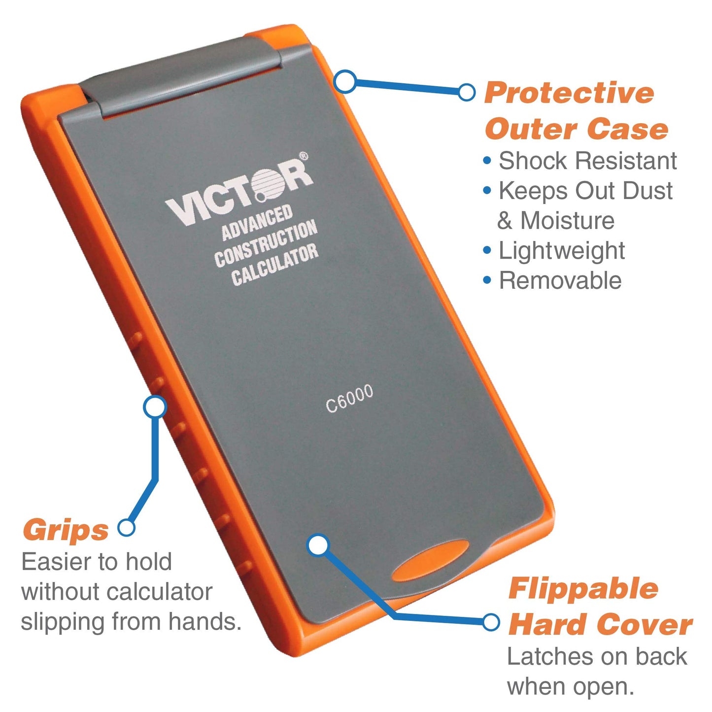 Victor C6000 Advanced Construction Calculator with Protective Case Displays in Fractional or Dimensional Forms Perfect for Carpenters