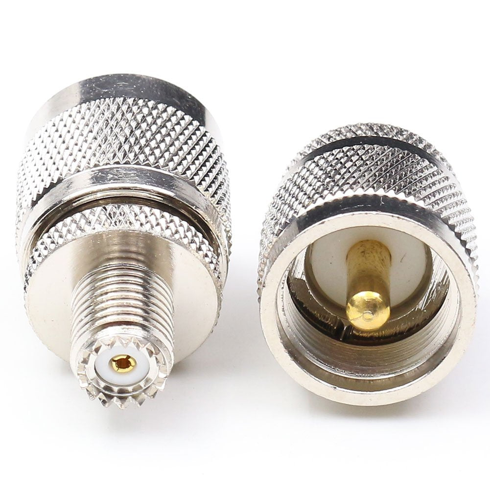 ANHAN UHF Male to Mini UHF Female Connectors, 2Packs - Coaxial Adapter, 50 Ohm, Pure Brass, Nickel Plated