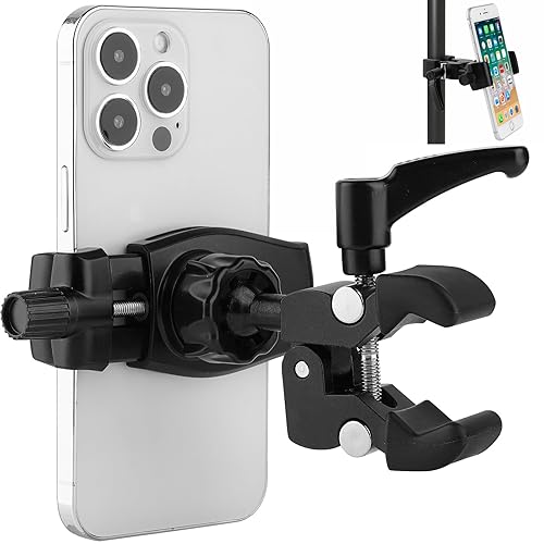 Mippko Phone Holder for Golf Cart/Microphone Stand/Cart/Railing/Handlebar/Rod,Fit for 3.5~7.5 inch iPhone/Nexus/HTC/LG/Smartphone,360°Adjustable Clip