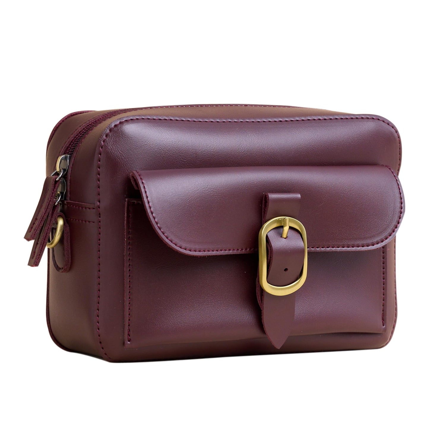 Vintage Vegan Leather Camera Bag for Women (RED)